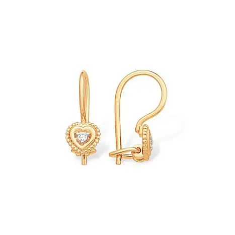 Серьги детские из красного золота