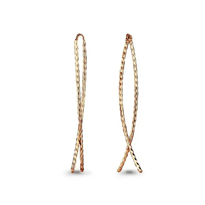 Серьги цепочки из красного золота без вставок