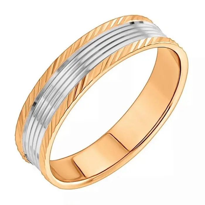Кольцо обручальное из комбинированного золота