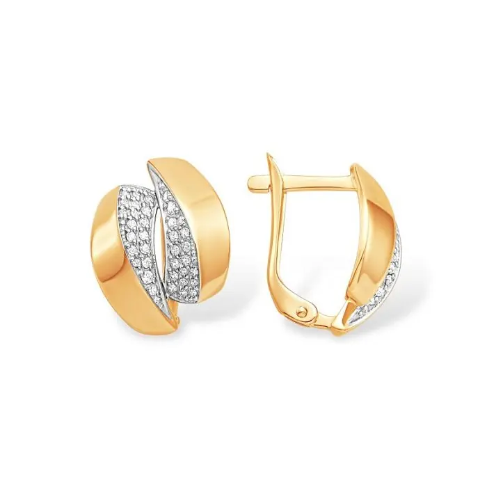 Серьги с английским замком из красного золота