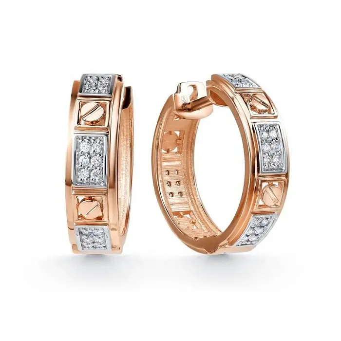 Серьги конго из комбинированного золота