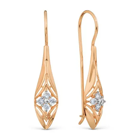 Серьги петельки из красного золота