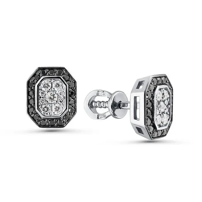 Серьги пуссеты из белого золота