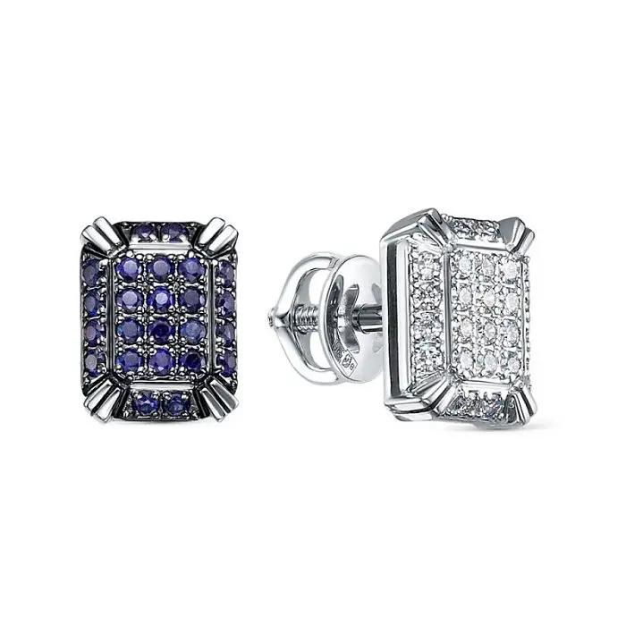 Серьги пуссеты из белого золота