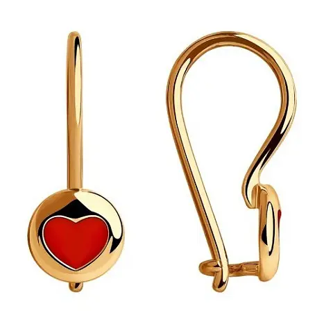 Серьги детские из красного золота