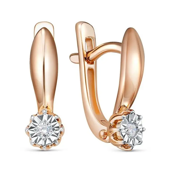 Серьги детские из комбинированного золота