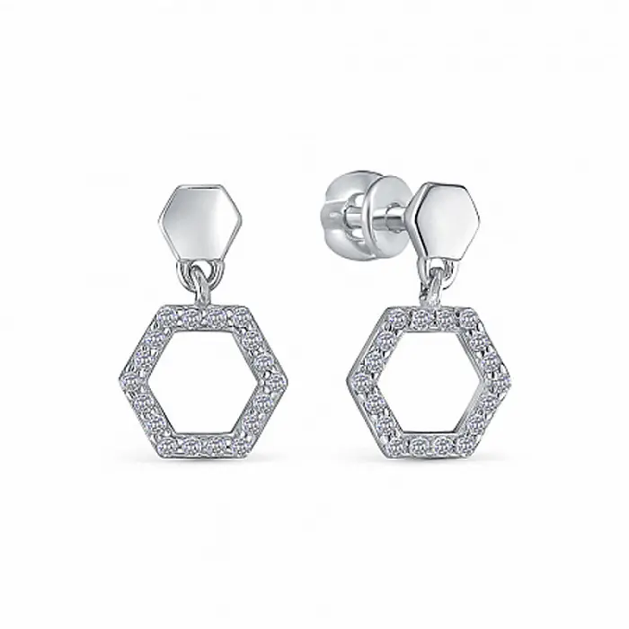 Серьги подвесные из серебра
