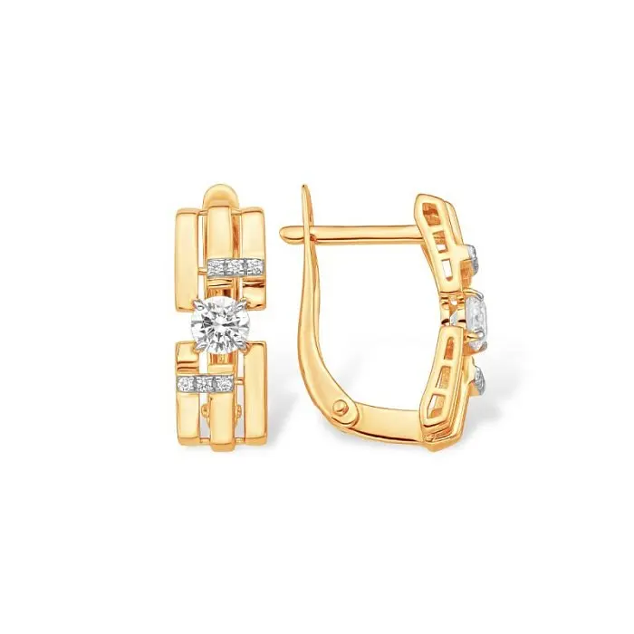 Серьги с английским замком из красного золота