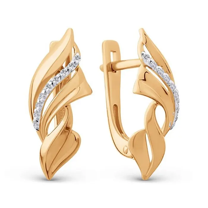 Серьги с английским замком из красного золота