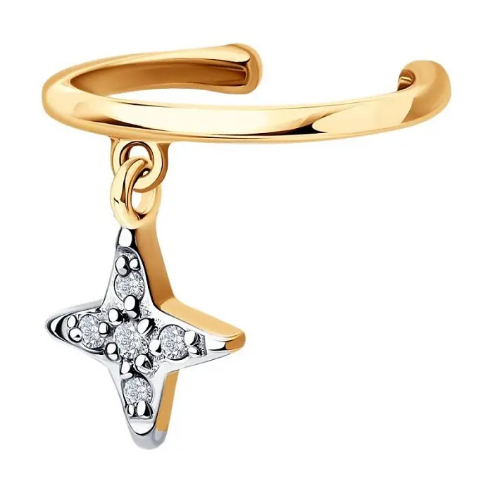 Серьги одиночные из красного золота