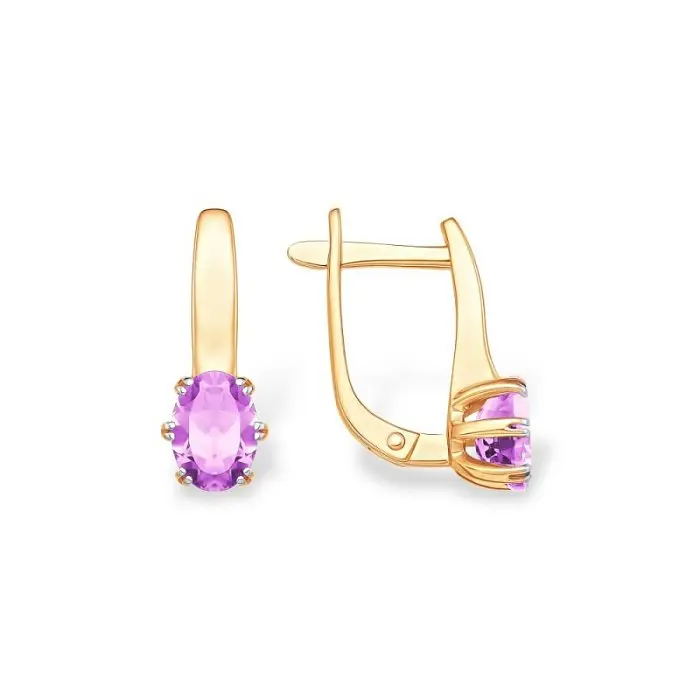 Серьги с английским замком из красного золота