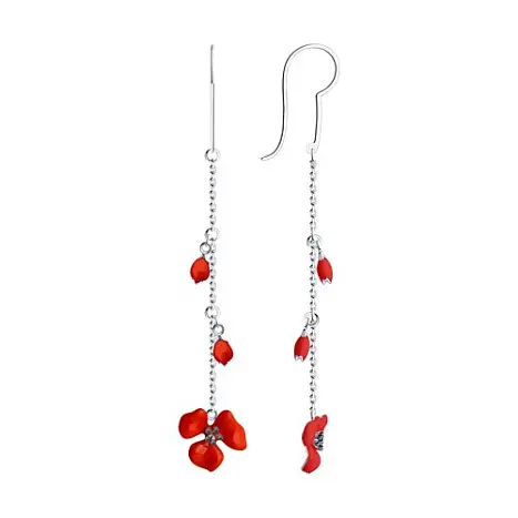 Серьги подвесные из серебра