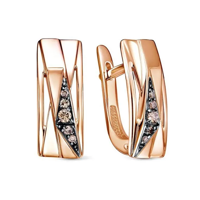 Серьги с английским замком из красного золота Серьги с английским замком из красного золота