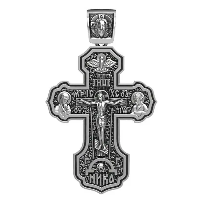 Подвеска крест из серебра вид 1