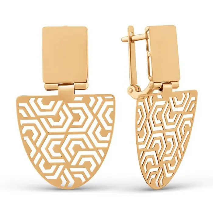 Серьги подвесные из красного золота