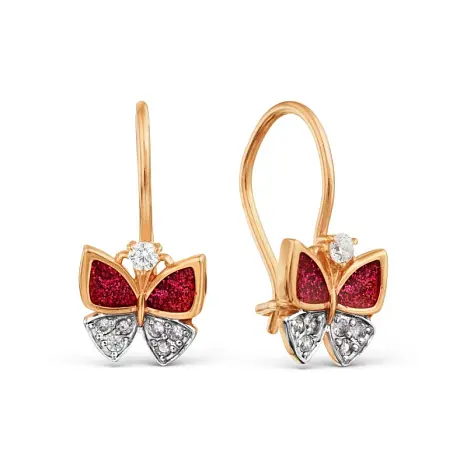Серьги детские из красного золота
