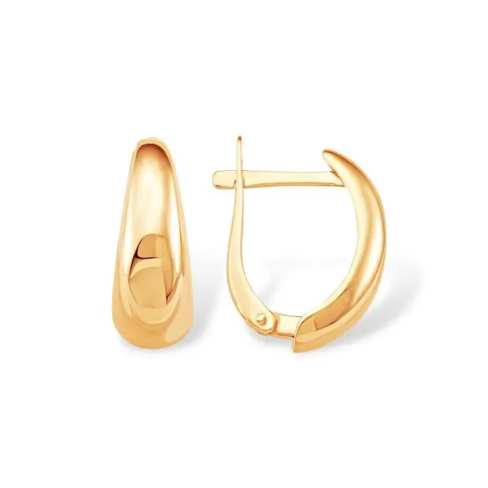 Серьги с английским замком из красного золота