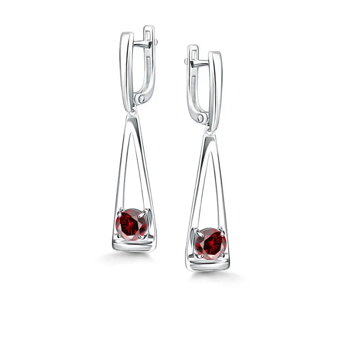 Серьги подвесные из серебра