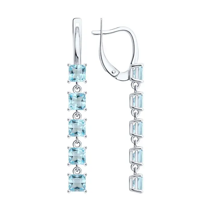 Серьги подвесные из серебра