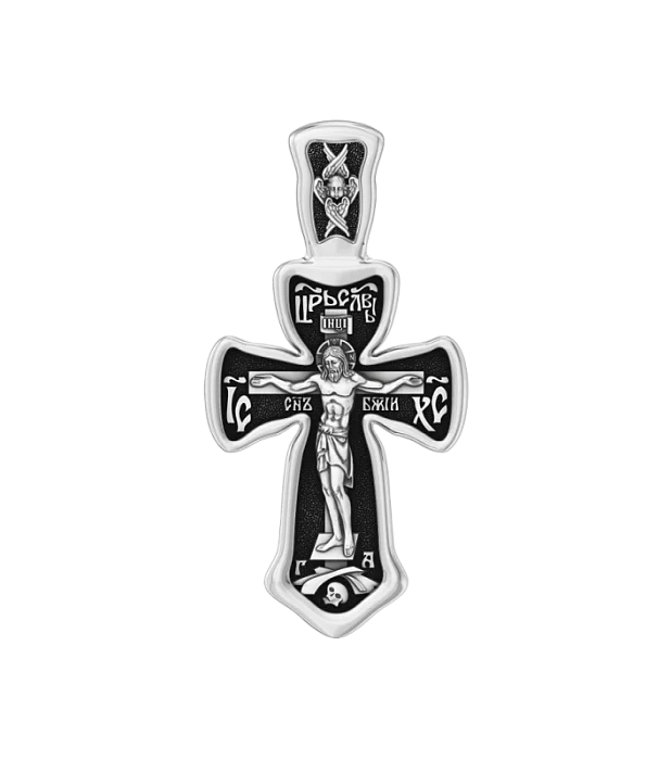 Подвеска крест из черного серебра