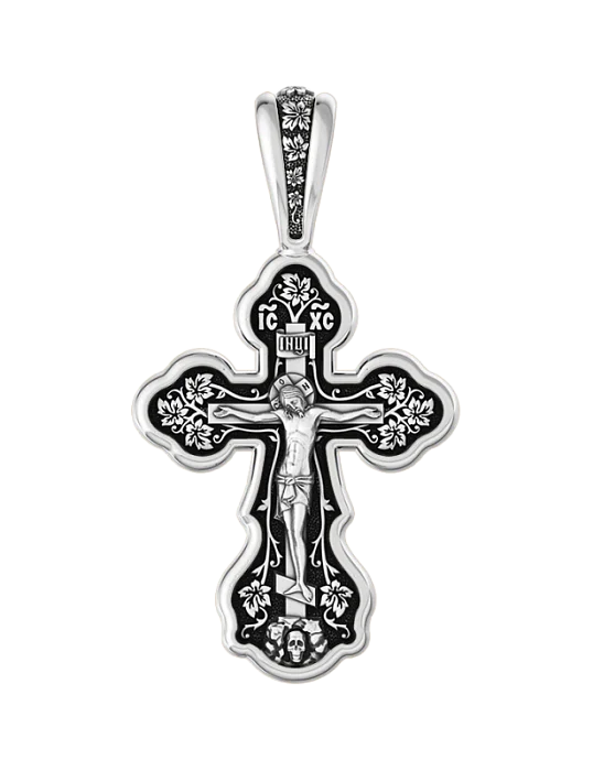 Подвеска крест из черного серебра