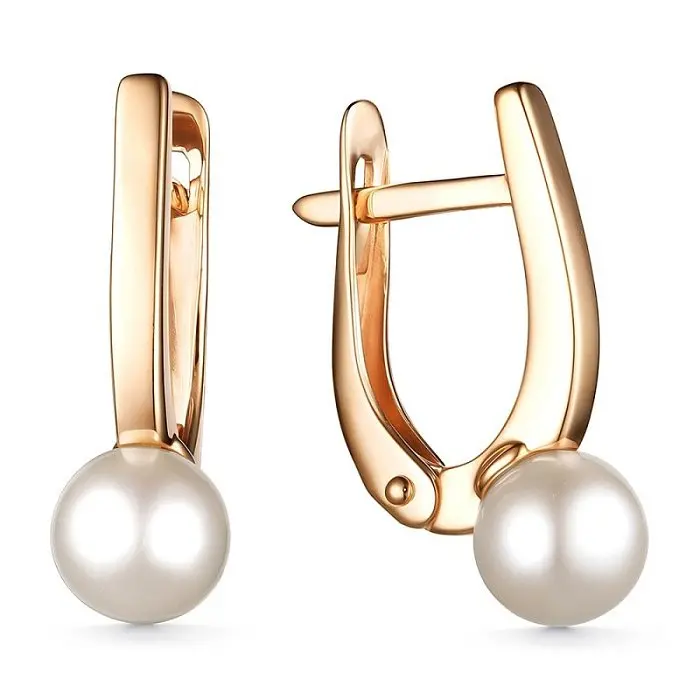 Серьги с английским замком из красного золота