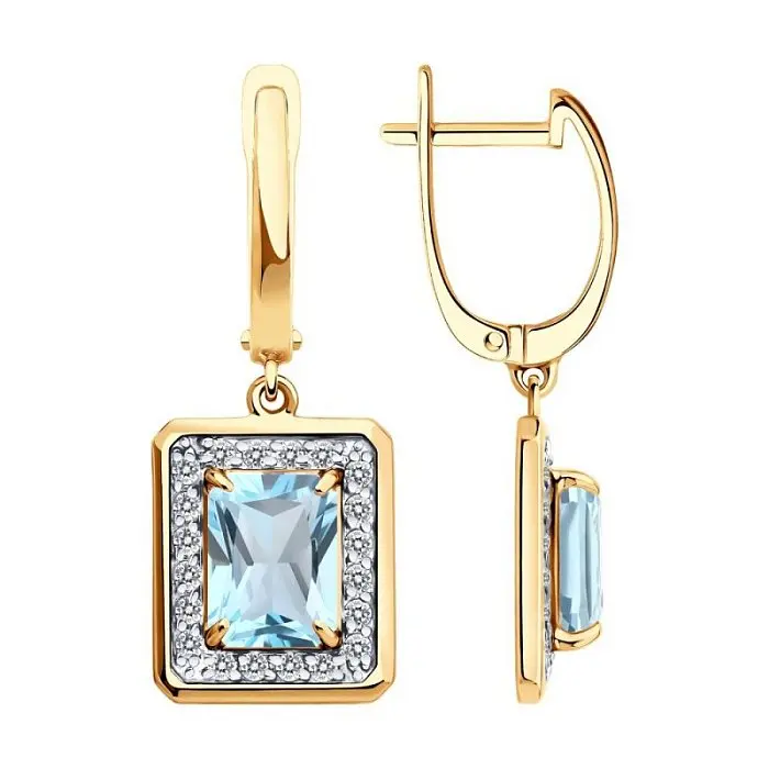 Серьги подвесные из красного золота