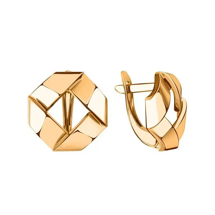 Серьги с английским замком из красного золота