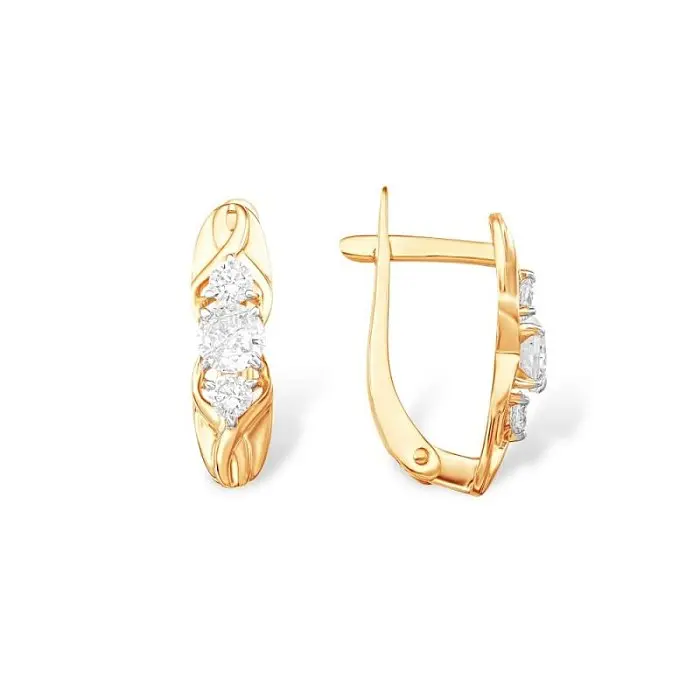 Серьги с английским замком из красного золота