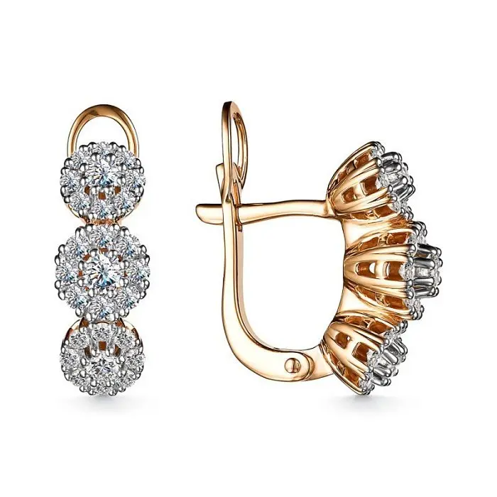 Серьги с английским замком из комбинированного золота