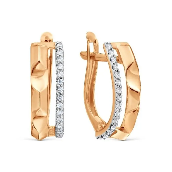 Серьги с английским замком из красного золота