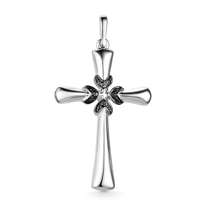 Подвеска декоративный крест из белого золота