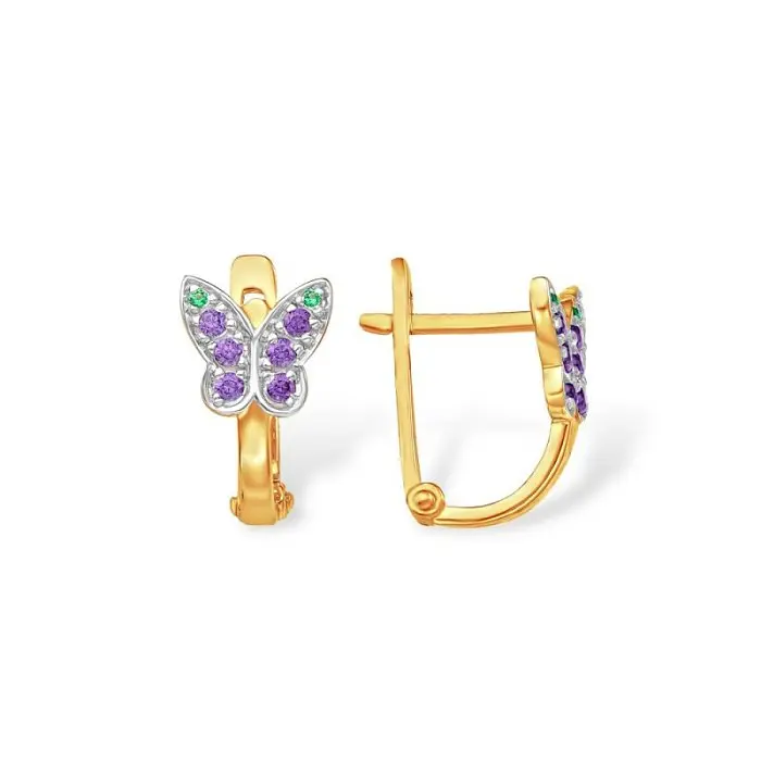 Серьги детские из комбинированного золота