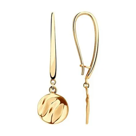 Серьги петельки из красного золота