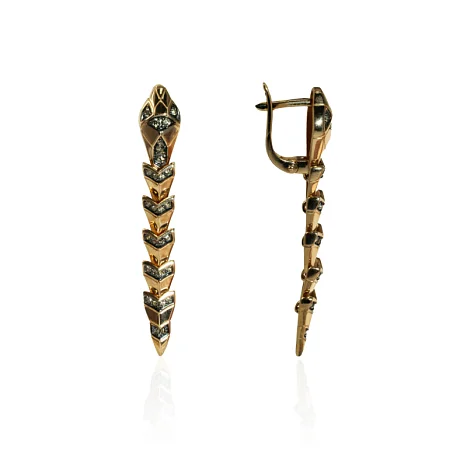 Серьги подвесные из красного золота