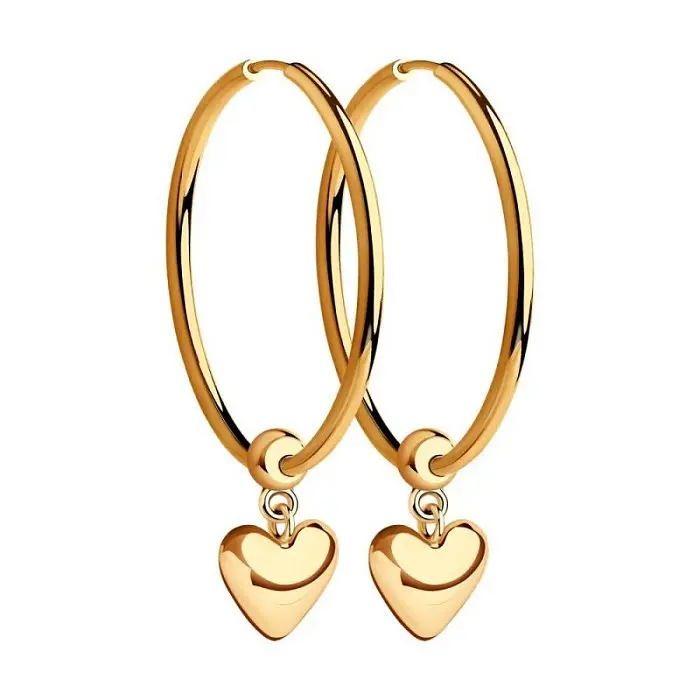 Серьги конго из красного золота