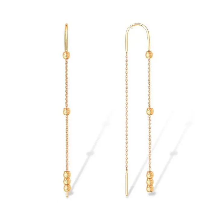 Серьги цепочки из красного золота