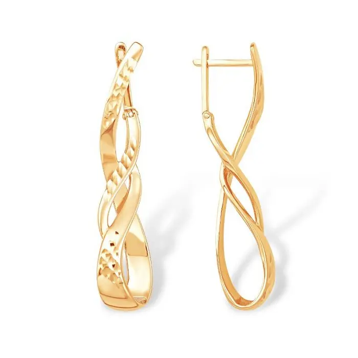 Серьги с английским замком из красного золота