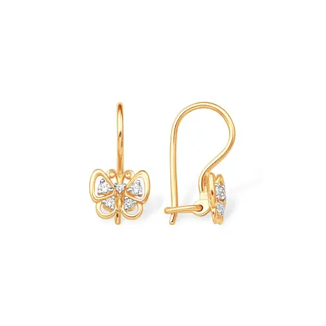 Серьги детские из красного золота