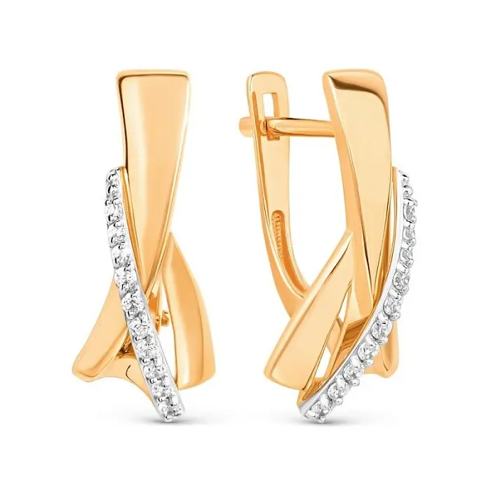 Серьги с английским замком из красного золота