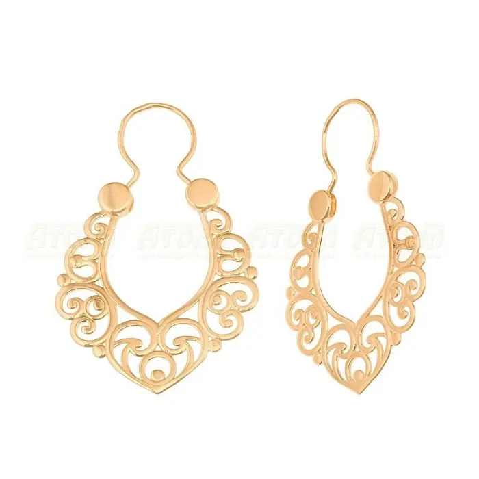 Серьги петельки из красного золота
