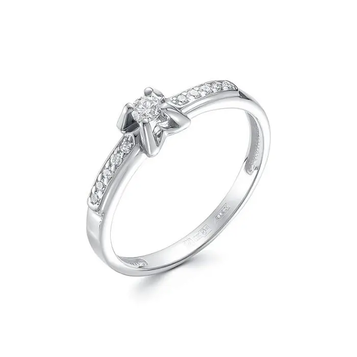 Кольцо помолвочное из белого золота