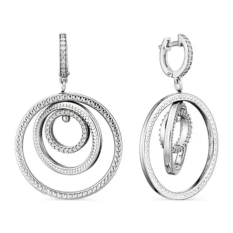 Серьги подвесные из серебра