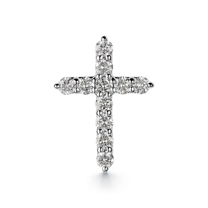 Подвеска декоративный крест из белого золота