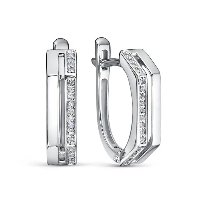 Серьги с английским замком из белого золота