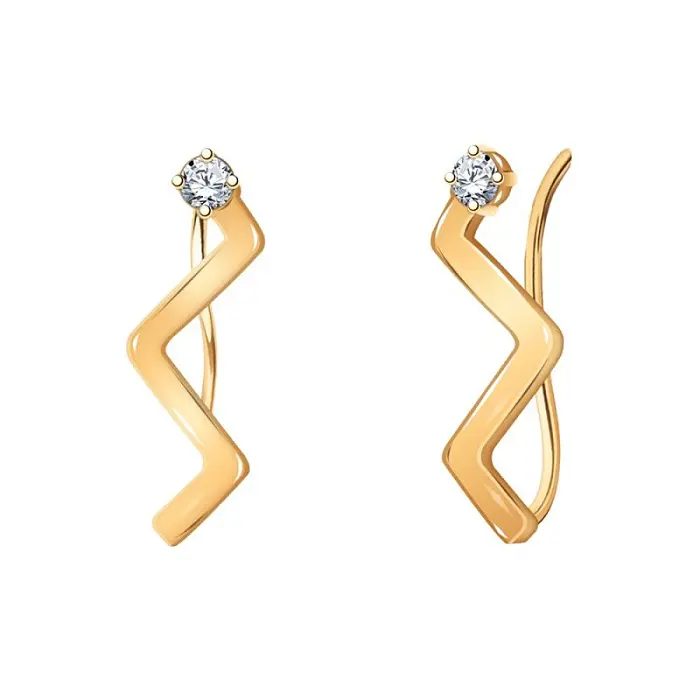 Серьги зажимы из красного золота