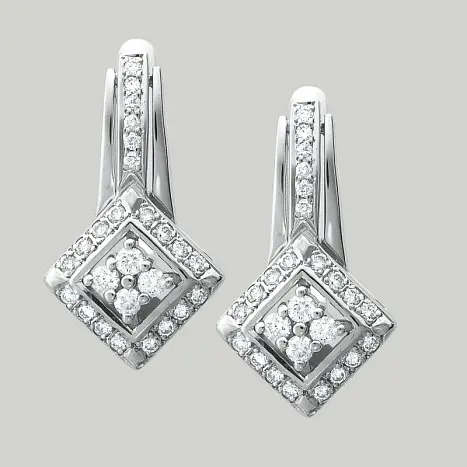 Серьги с английским замком из белого золота