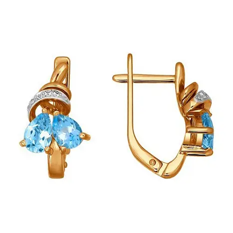 Серьги с английским замком из красного золота