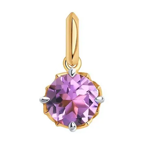 Серьги подвесные из красного золота с аметистами