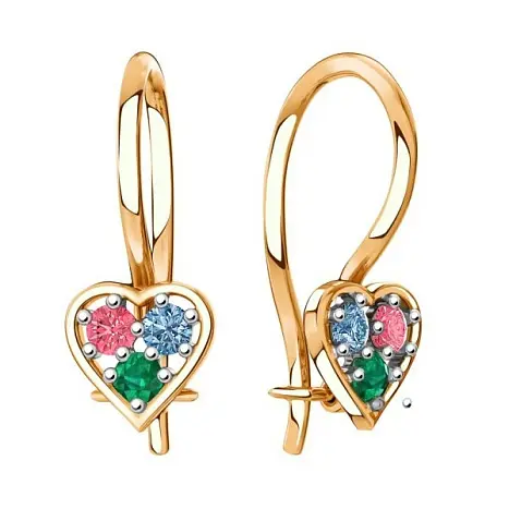 Серьги детские из красного золота
